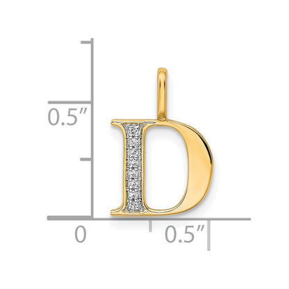 10K Yellow Gold 10K Diamond Letter D Initial Pendant