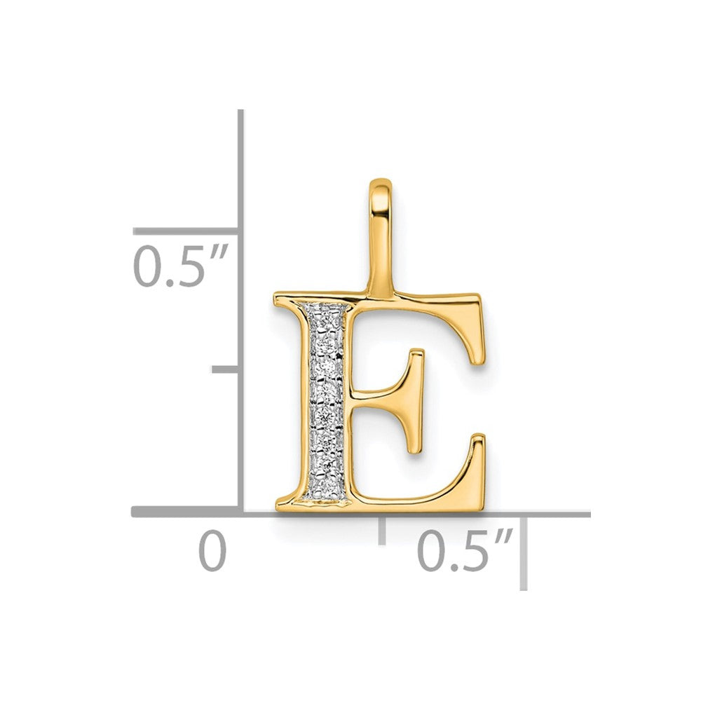 10K Yellow Gold 10K Diamond Letter E Initial Pendant