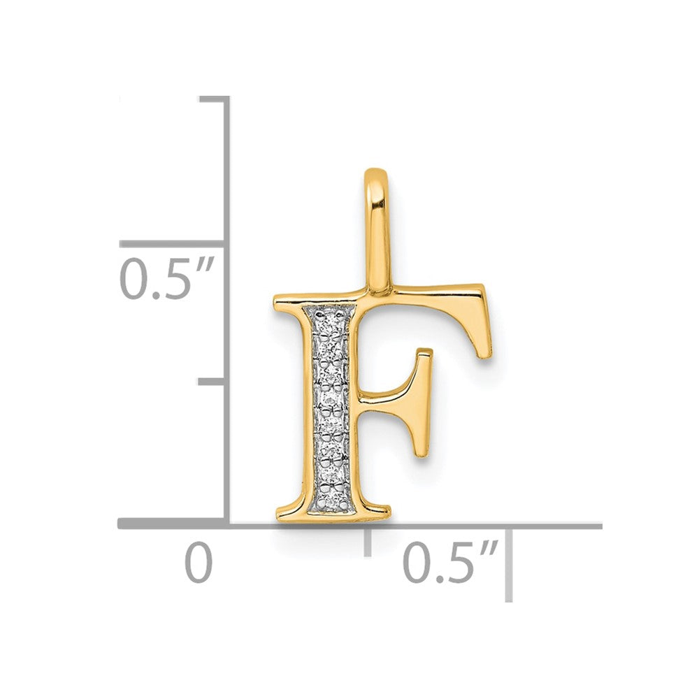 10K Yellow Gold 10K Diamond Letter F Initial Pendant
