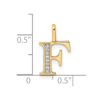 10K Yellow Gold 10K Diamond Letter F Initial Pendant