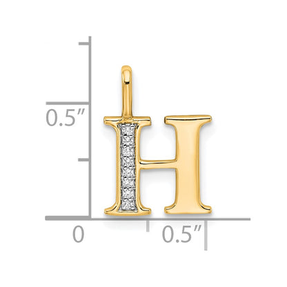 10K Yellow Gold 10K Diamond Letter H Initial Pendant