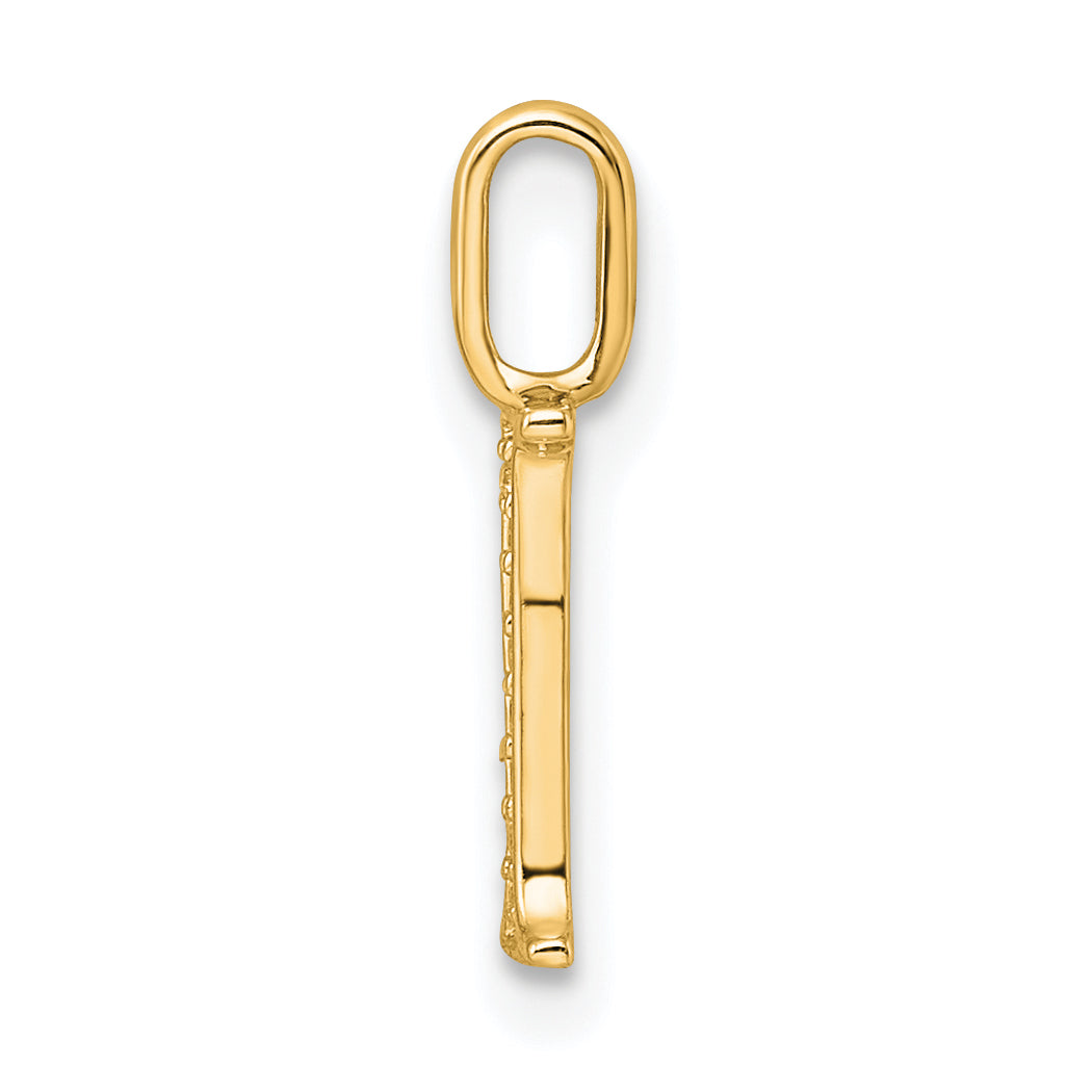10K Yellow Gold 10K Diamond Letter I Initial Pendant