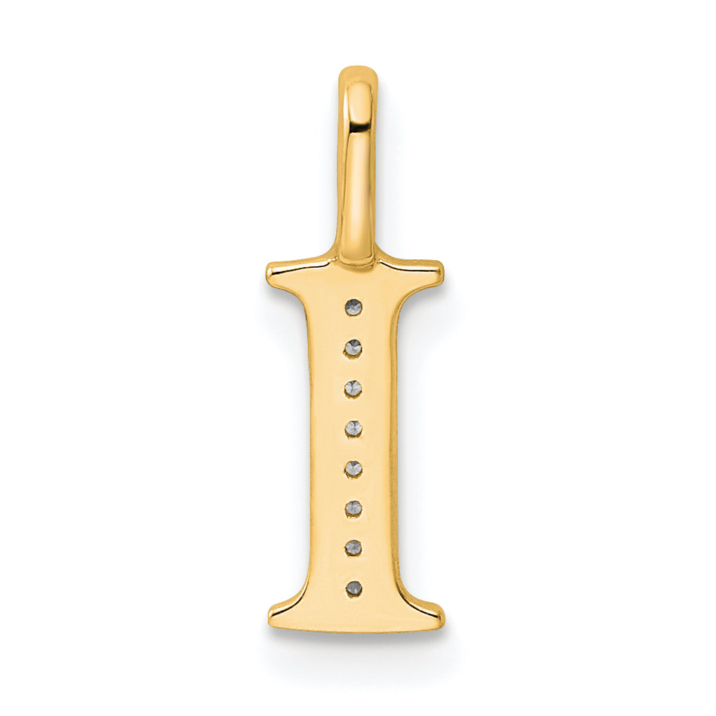 10K Yellow Gold 10K Diamond Letter I Initial Pendant