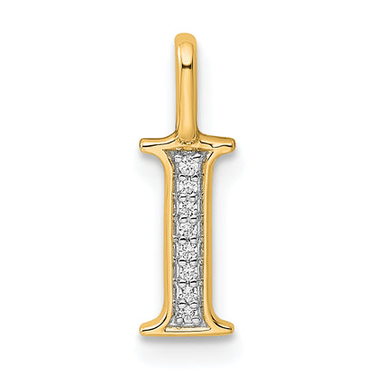 10K Yellow Gold 10K Diamond Letter I Initial Pendant