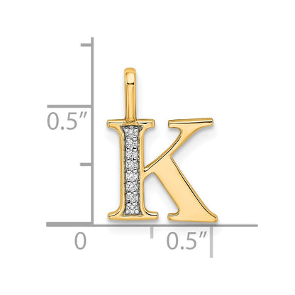 10K Yellow Gold 10K Diamond Letter K Initial Pendant