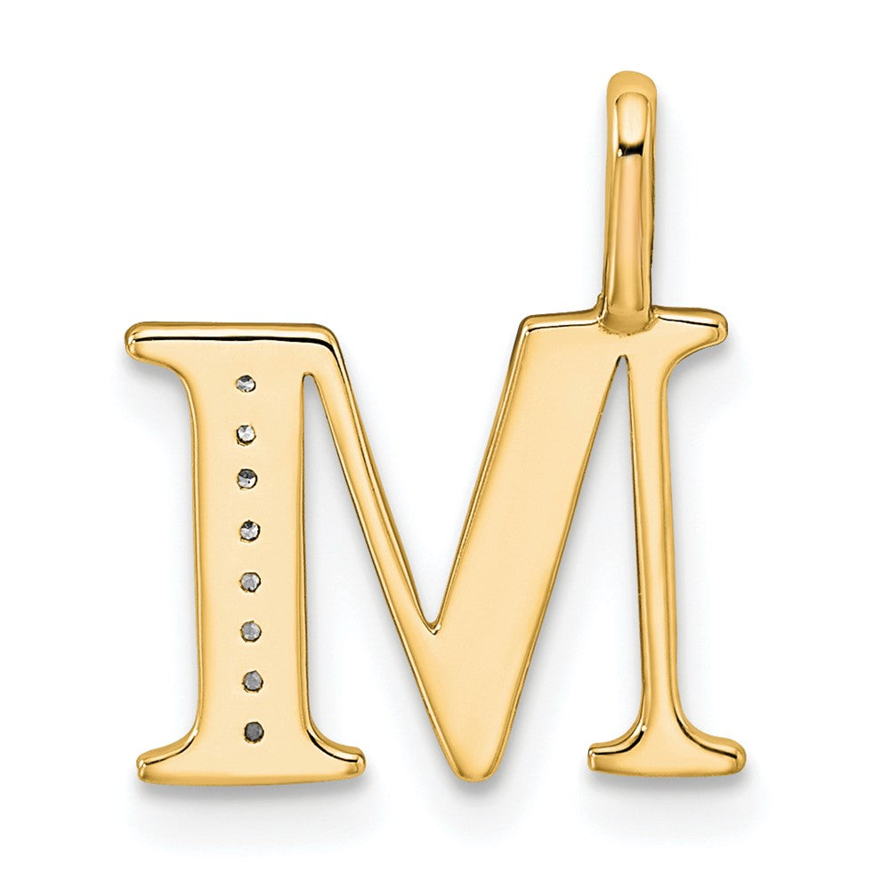 10K Yellow Gold 10K Diamond Letter M Initial Pendant