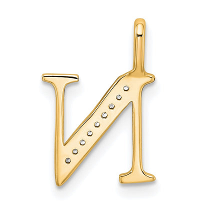10K Yellow Gold 10K Diamond Letter N Initial Pendant