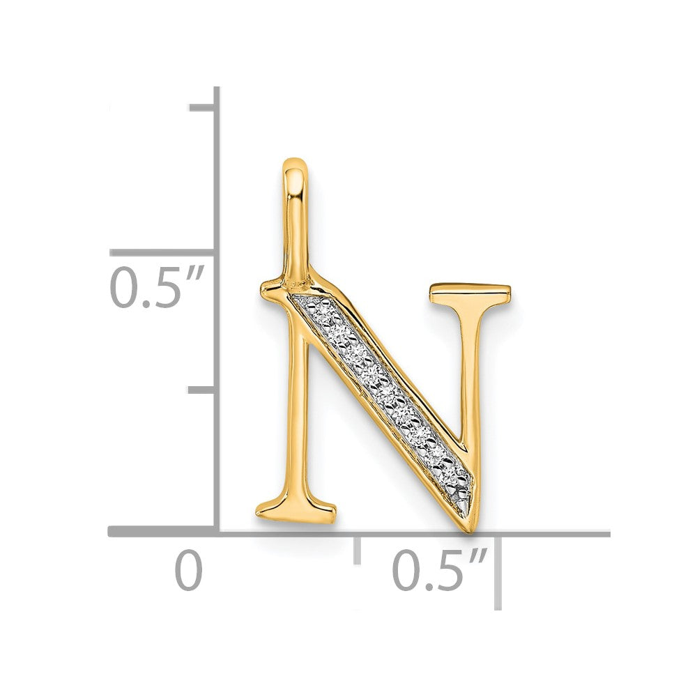 10K Yellow Gold 10K Diamond Letter N Initial Pendant