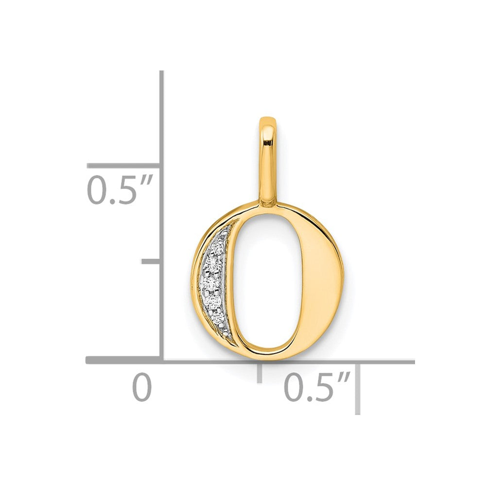 10K Yellow Gold 10K Diamond Letter O Initial Pendant