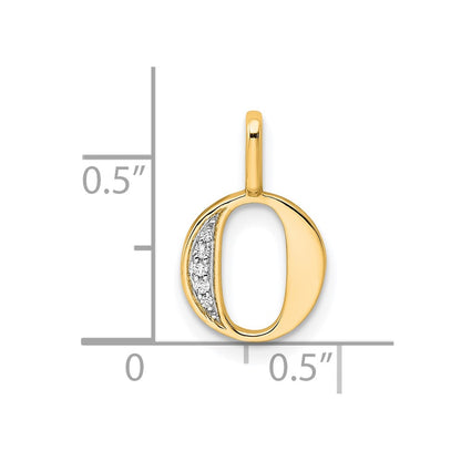 10K Yellow Gold 10K Diamond Letter O Initial Pendant