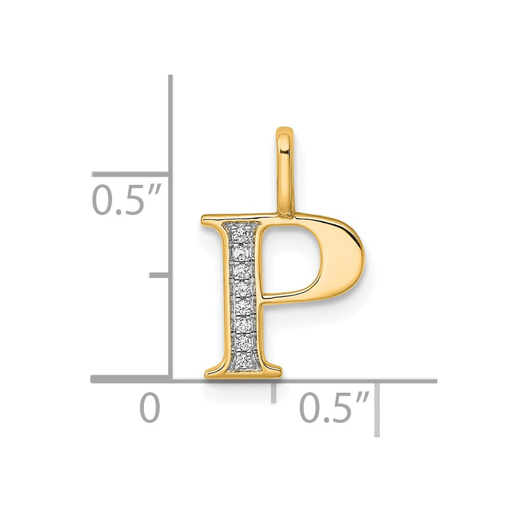 10K Yellow Gold 10K Diamond Letter P Initial Pendant