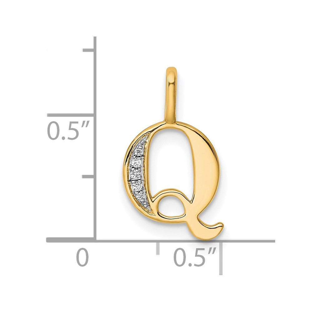 10K Yellow Gold 10K Diamond Letter Q Initial Pendant