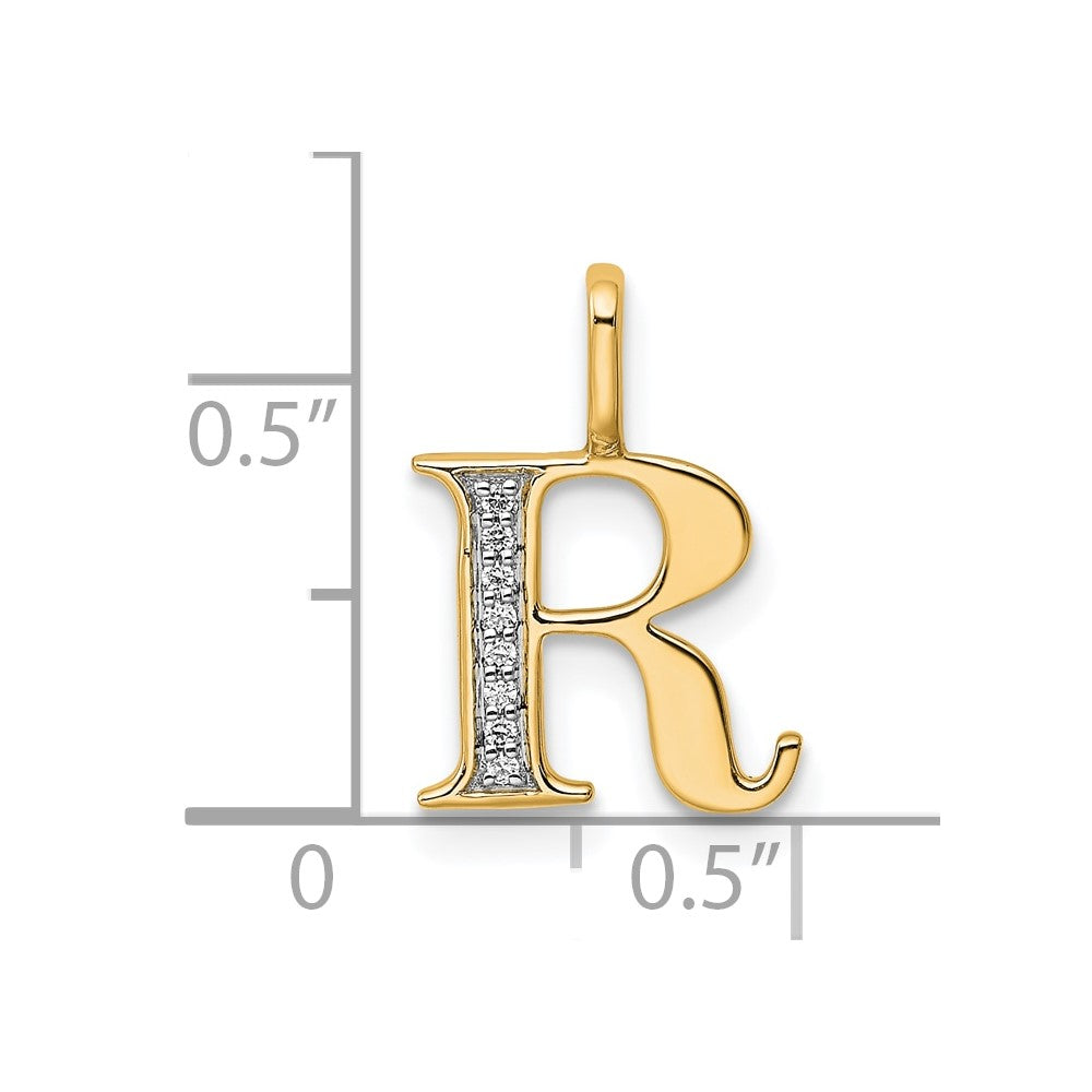 10K Yellow Gold 10K Diamond Letter R Initial Pendant