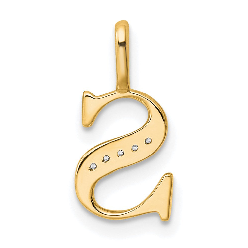 10K Yellow Gold 10K Diamond Letter S Initial Pendant