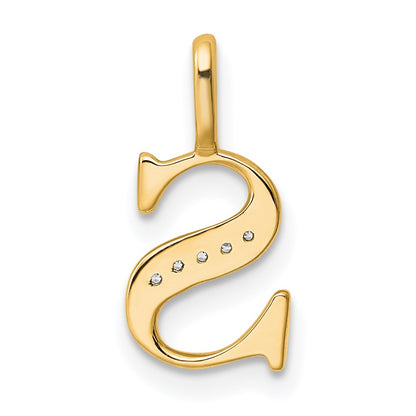 10K Yellow Gold 10K Diamond Letter S Initial Pendant