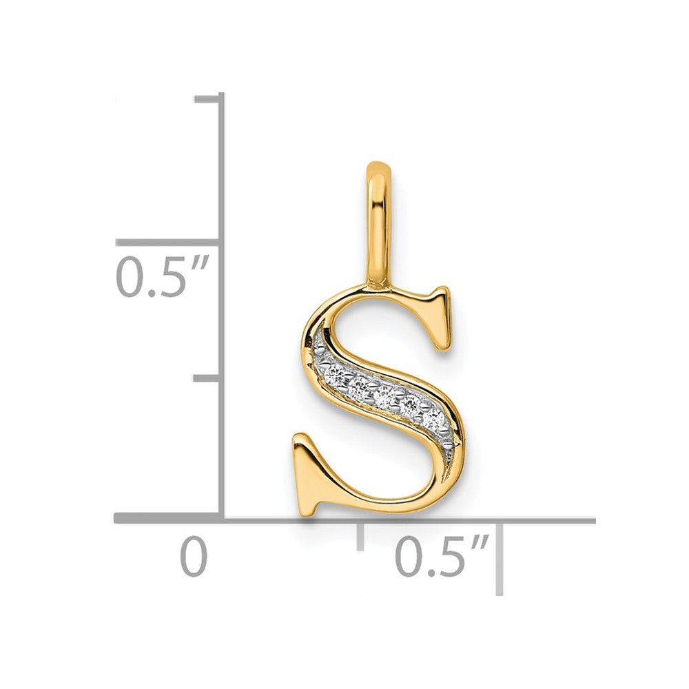 10K Yellow Gold 10K Diamond Letter S Initial Pendant