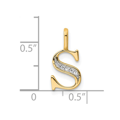 10K Yellow Gold 10K Diamond Letter S Initial Pendant