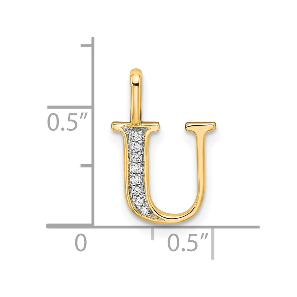 10K Yellow Gold 10K Diamond Letter U Initial Pendant