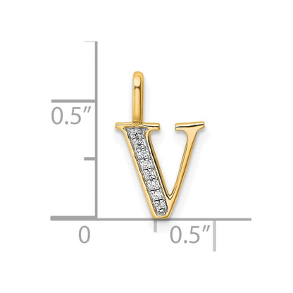 10K Yellow Gold 10K Diamond Letter V Initial Pendant