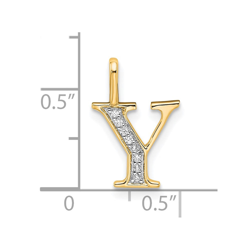 10K Yellow Gold 10K Diamond Letter Y Initial Pendant
