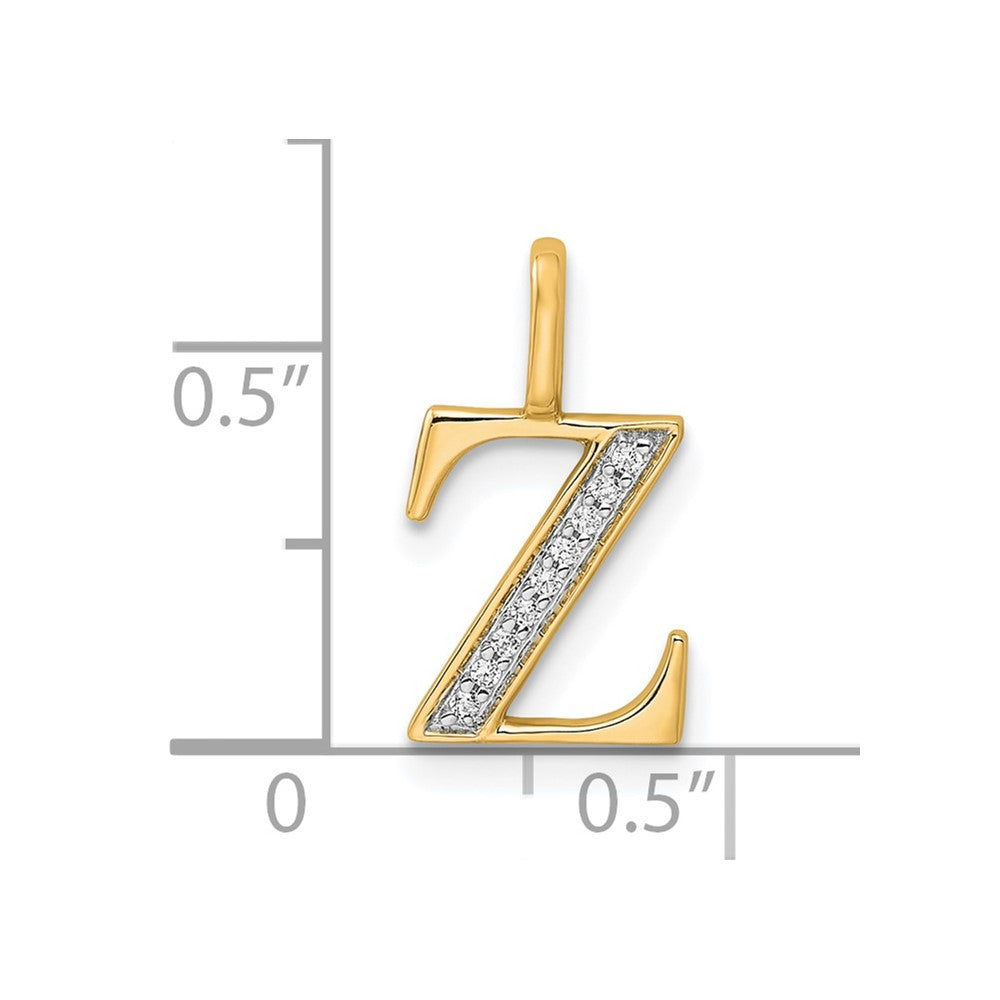 10K Yellow Gold 10K Diamond Letter Z Initial Pendant