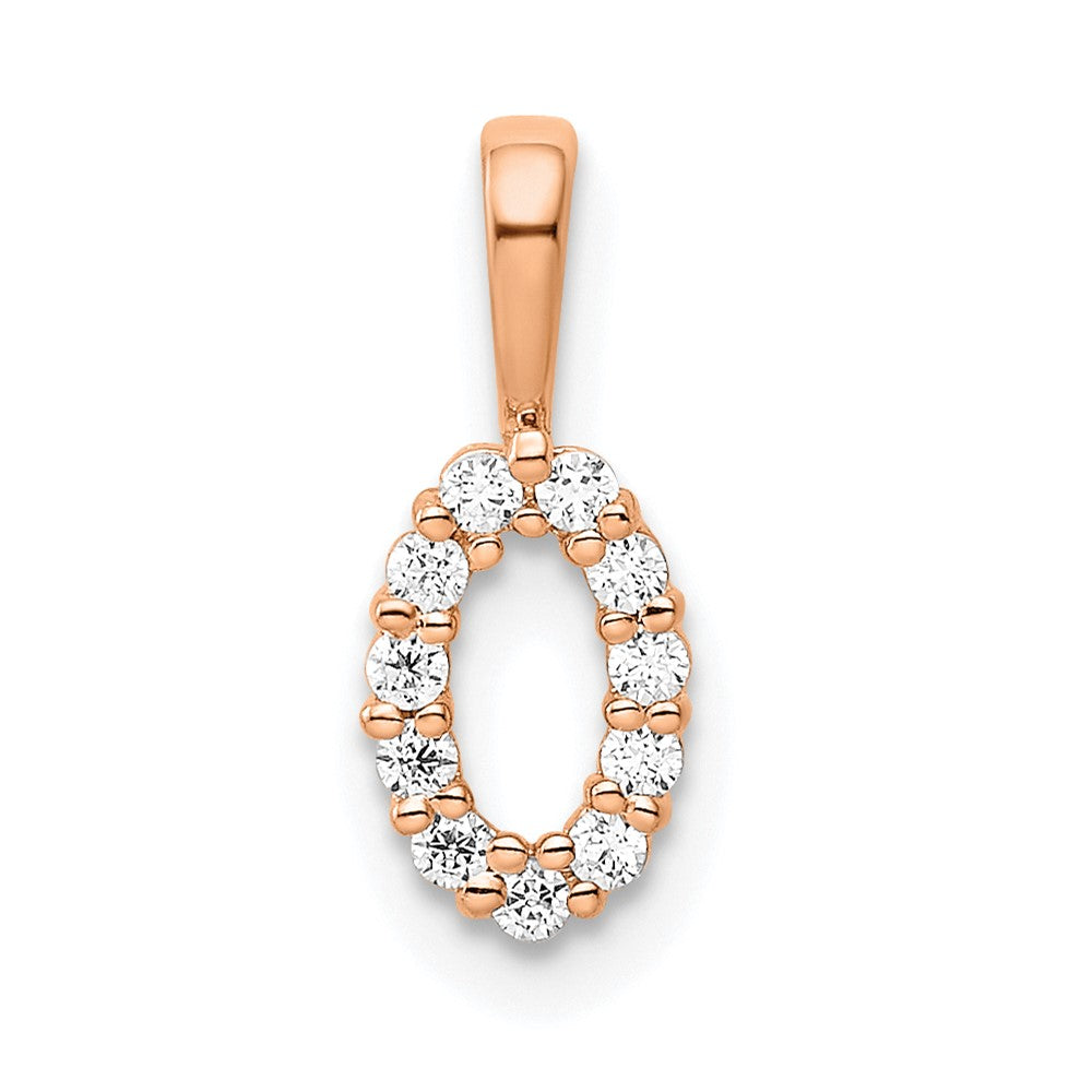 14K Rose Gold Diamond Number 0 Pendant