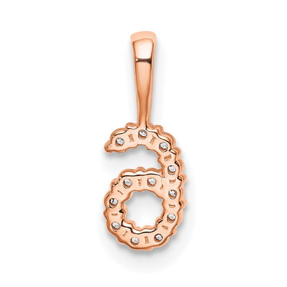 14K Rose Gold Diamond Number 6 Pendant
