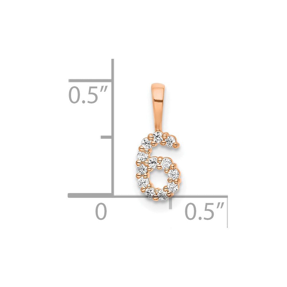 14K Rose Gold Diamond Number 6 Pendant