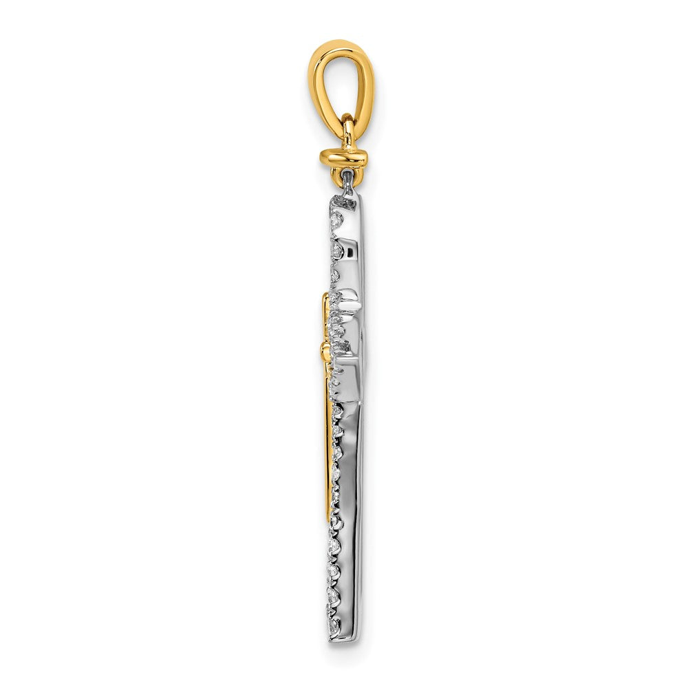 14k Two-Tone Gold Polished Real Diamond Cross