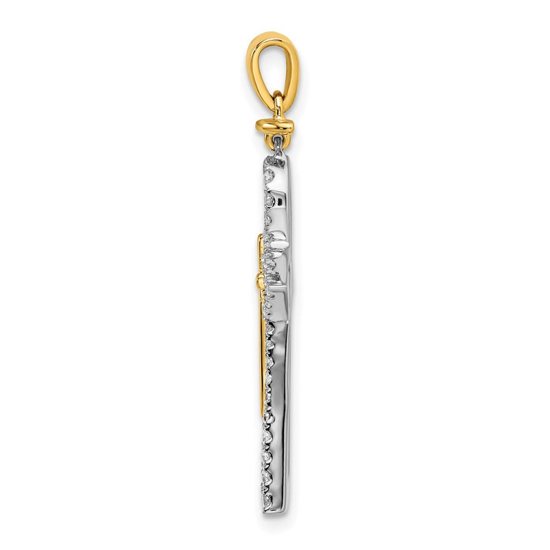 14k Two-Tone Gold Polished Real Diamond Cross