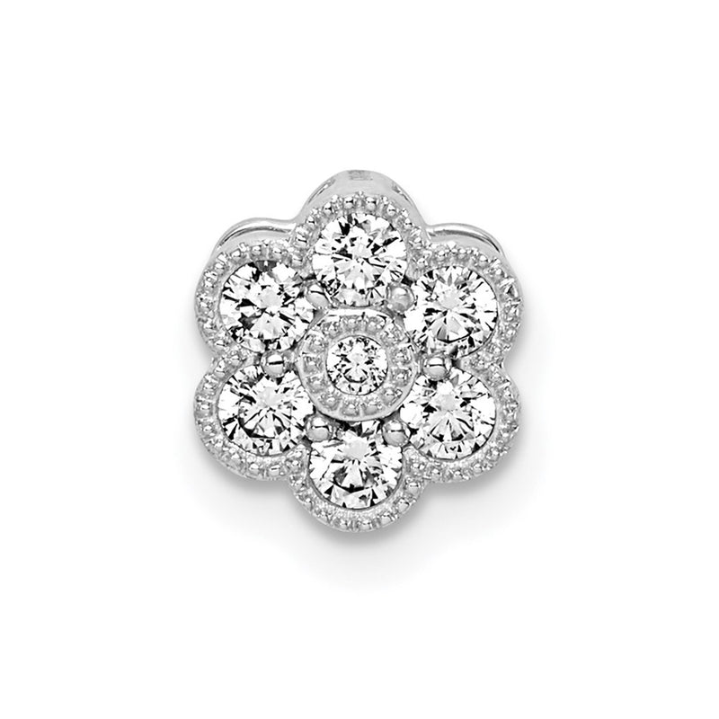 14k White Gold 1/4 Ct. Lab Grown Diamond VS/SI+ G+ Floral Chain Slide Pendant