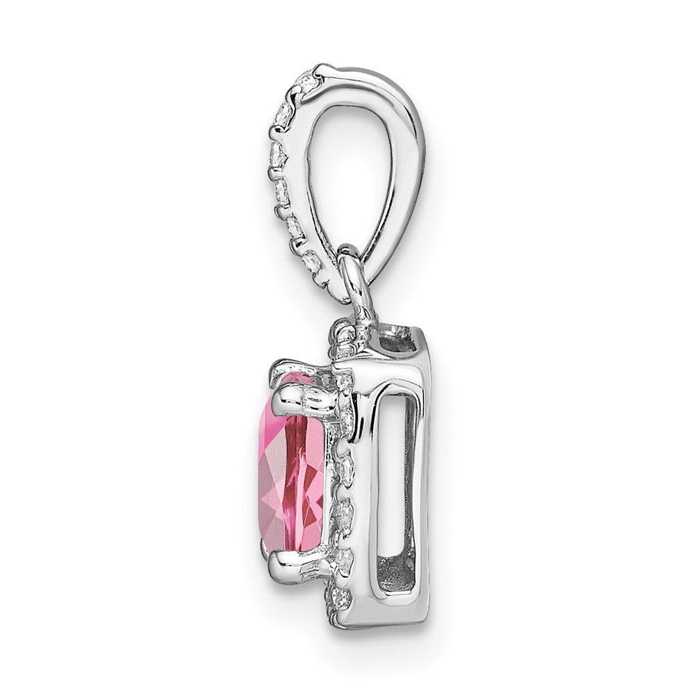 14k White Gold 14k White Gold Pink Tourmaline & Diamond Pendant