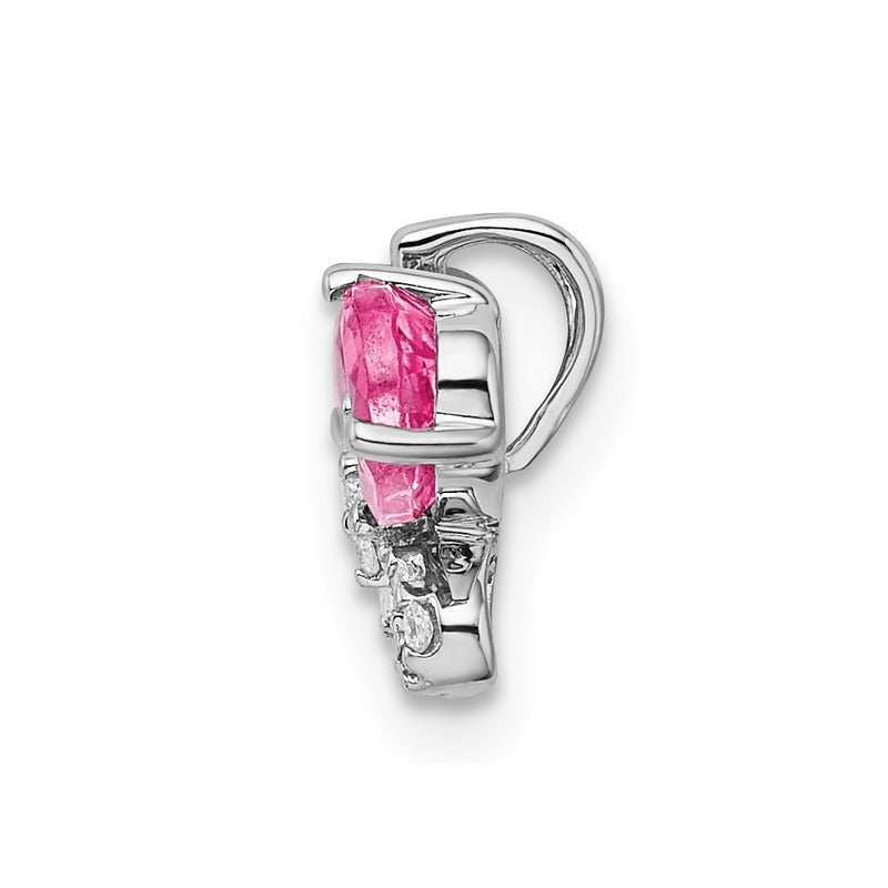 14k White Gold 14k White Gold Pink Tourmaline & Diamond Butterfly Chain Slide