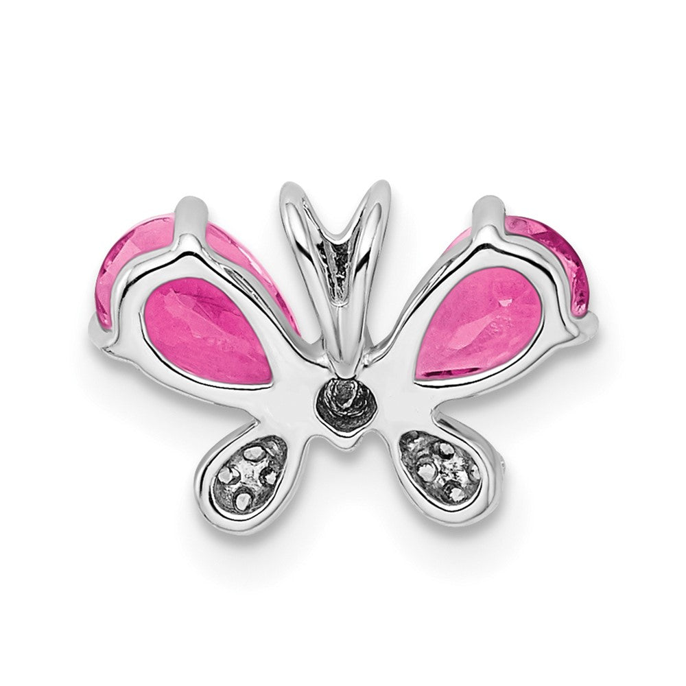 14k White Gold 14k White Gold Pink Tourmaline & Diamond Butterfly Chain Slide