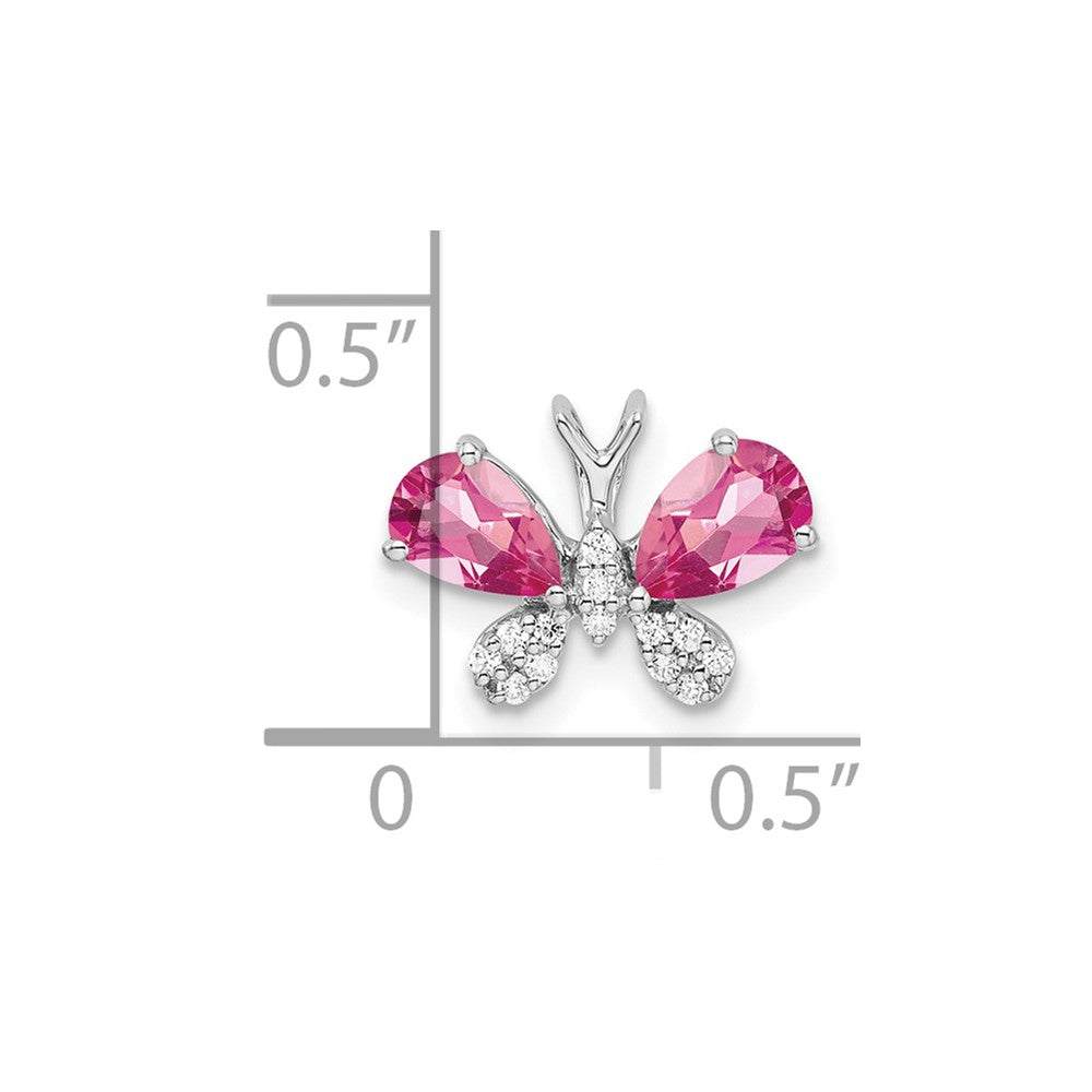 14k White Gold 14k White Gold Pink Tourmaline & Diamond Butterfly Chain Slide