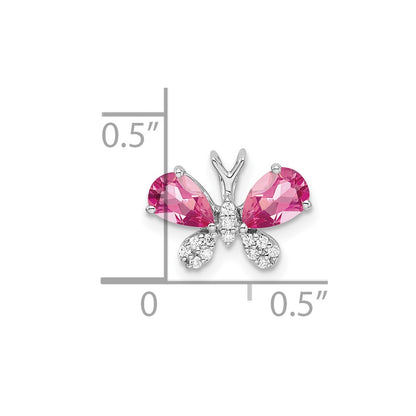14k White Gold 14k White Gold Pink Tourmaline & Diamond Butterfly Chain Slide