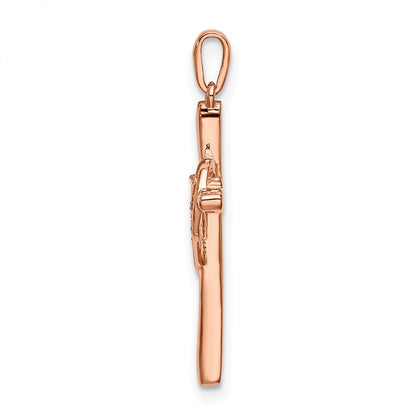 14K Rose Gold Cross Heart Diamond Pendant
