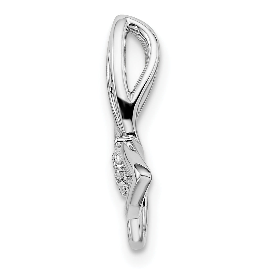 10K White Gold Polished Butterfly Diamond Chain Slide