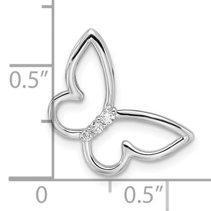 10K White Gold Polished Butterfly Diamond Chain Slide