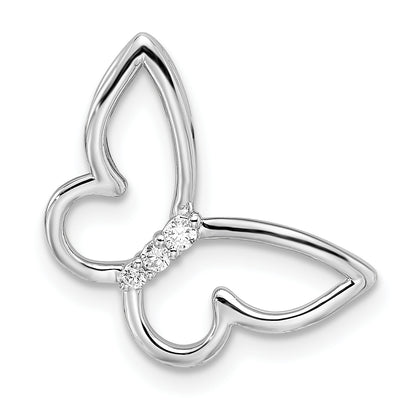 10K White Gold Polished Butterfly Diamond Chain Slide