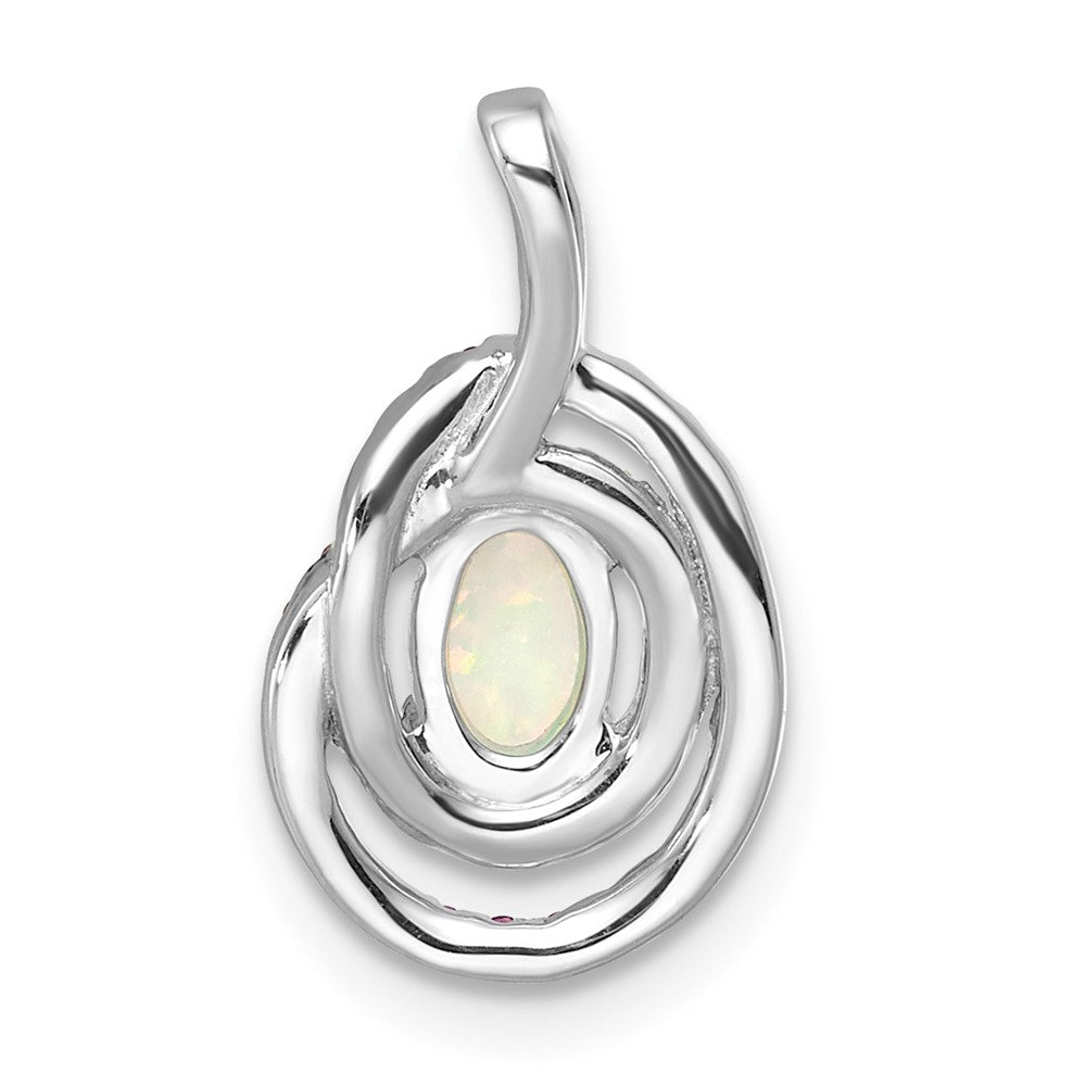 14K White Gold Pink Tourmaline/opal & Diamond Chain Slide