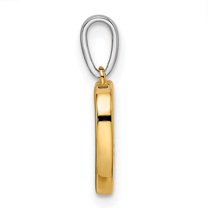 14K Two Tone Heart Dangle Diamond Pendant