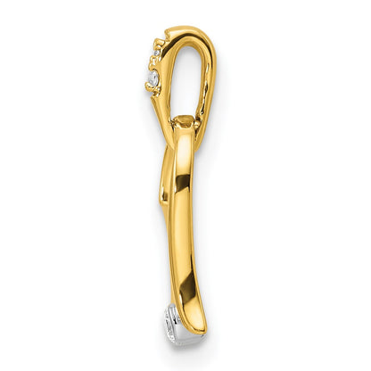 14K Two Tone Polished Heart Diamond Pendant