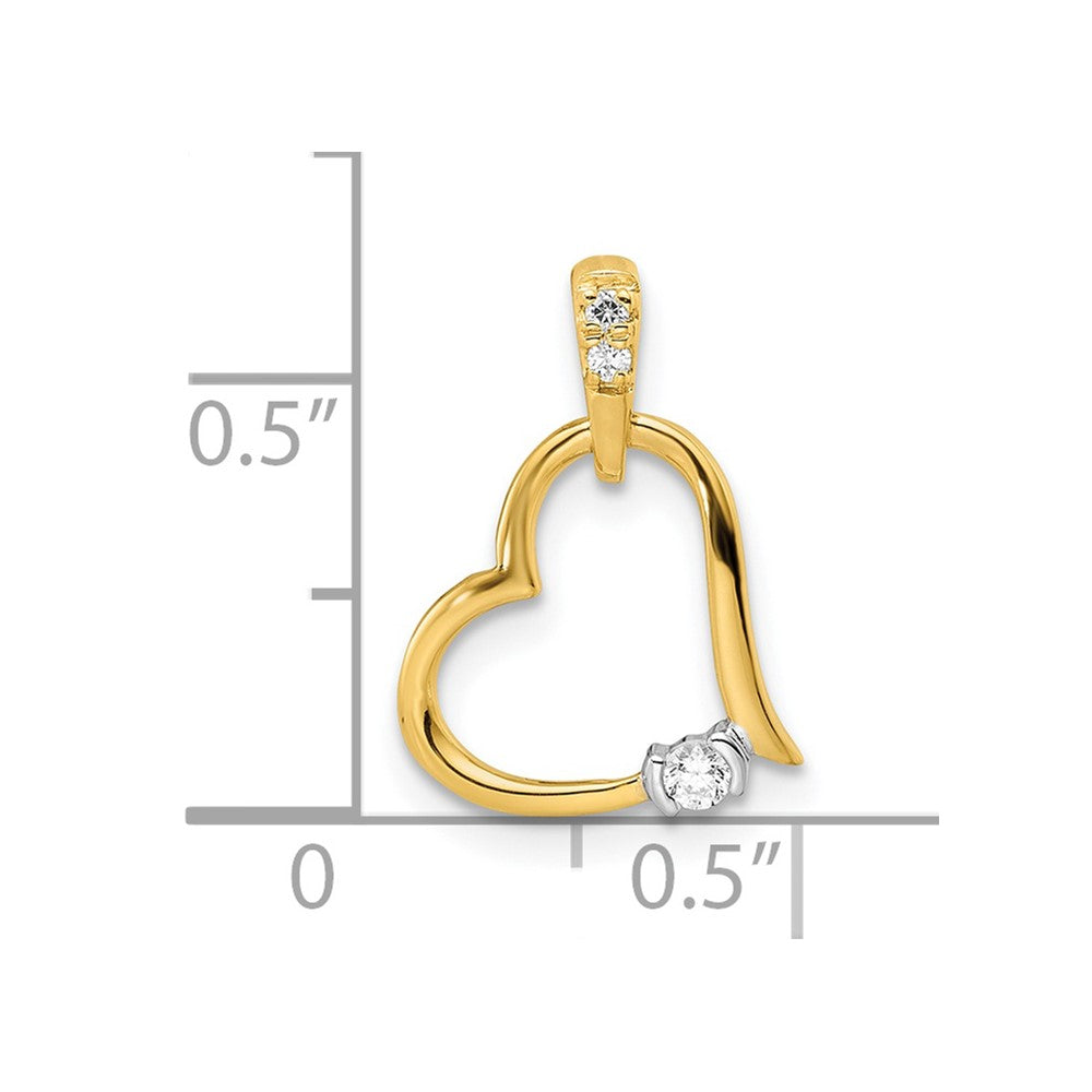 14K Two Tone Polished Heart Diamond Pendant