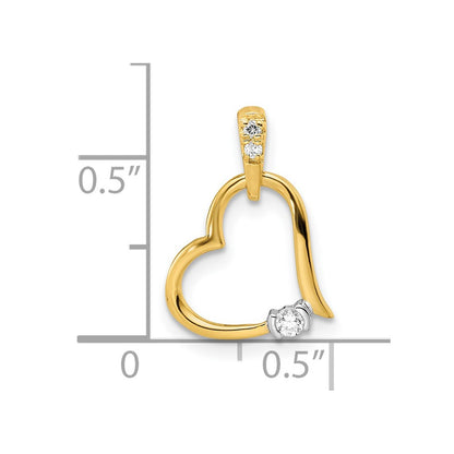 14K Two Tone Polished Heart Diamond Pendant