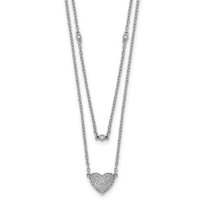 14k White Gold Double Strand Heart 18in Necklace