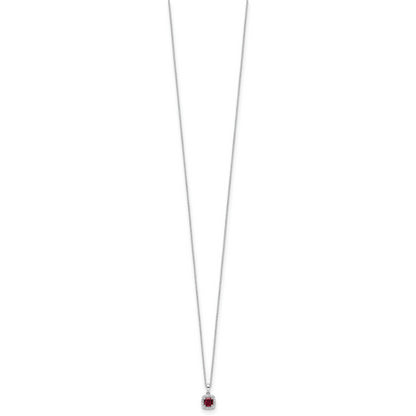 14k White Gold 1/10 Ct. Lab Grown Diamond VS/SI+ G+ and Created Ruby 18 inch Pendant Necklace