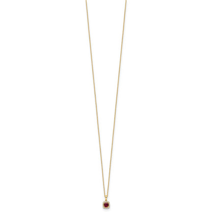14k Yellow Gold 1/10 Ct. Lab Grown Diamond VS/SI+ G+ and Created Ruby 18 inch Pendant Necklace