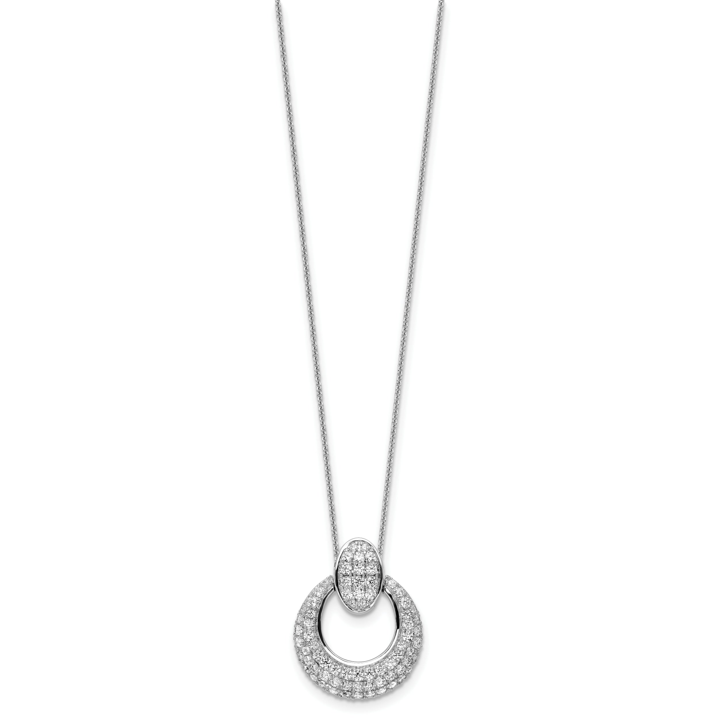 14K White Gold True Origin 1 1/6 Carat Lab Grown Diamond Vs Def 18 Inch Fancy Circle Pendant Necklace