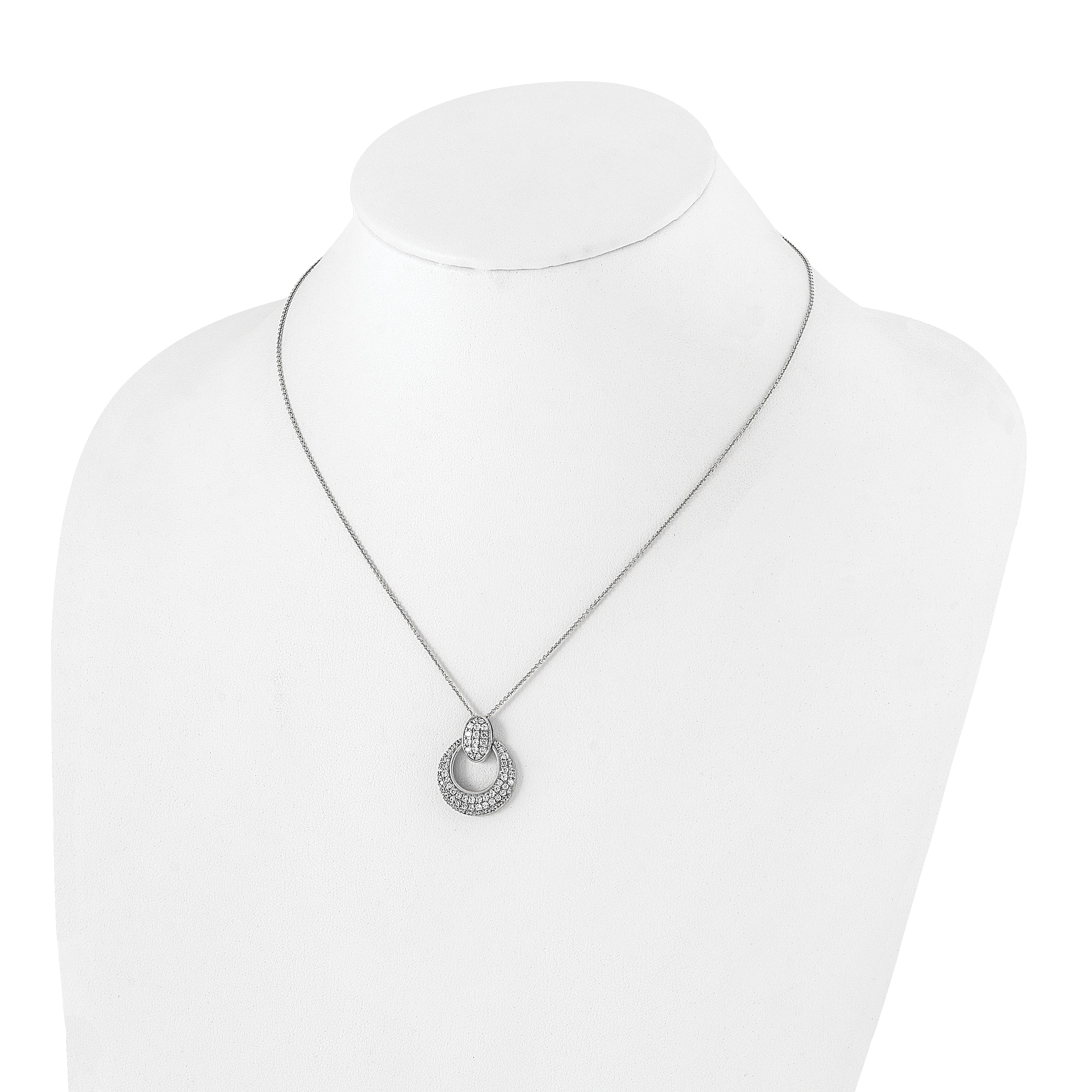 14K White Gold True Origin 1 1/6 Carat Lab Grown Diamond Vs Def 18 Inch Fancy Circle Pendant Necklace
